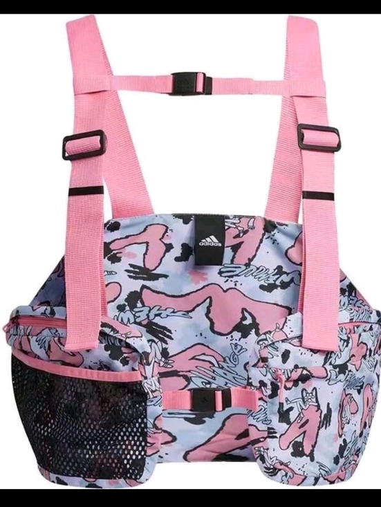 adidas Tops - Rare: Adidas Pink & Light Blue Graphic Chest Bag Adult Small NWT